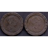 COINS : 1797 George III Cartwheel double pennies (2) fine condition