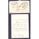 GREAT BRITAIN POSTAL HISTORY 1846 tiny envelope and letter from Exeter to Plymouth,