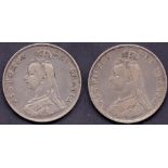 COINS : 1887 and 1888 double florins ,