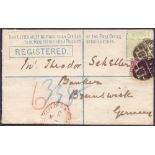 GREAT BRITAIN POSTAL HISTORY 1879 Registered postal stationery cover to Germany franked by 4d Sage