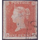 GREAT BRITAIN STAMPS 1841 1d Red Brown.