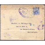 POSTAL HISTORY : TRINIDAD and TOBAGO 1917 WWI military censor "Controle Postal Militaire" cachet.