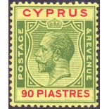 CYPRUS STAMPS : 1924 90pi Green and Red Yellow.