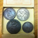 COINS : Small cigar tin containing 1797 Cartwheel Penny and Two Penny,