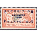 FRANCE STAMPS : 1929 2fr "Exposition Le Havre 1929 Philatelique over print, lightly mounted mint ,