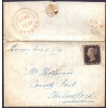 GREAT BRITAIN POSTAL HISTORY Plate 3 Penny Black lettered (PG) .