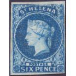 ST HELENA STAMPS : 1856 6d Blue Imperf.