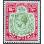 BERMUDA STAMPS : 1918 10/- Green and Carmine/Pale Bluish Green.