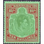 BERMUDA STAMPS : 1939 10/- Bluish Green and Deep Red/Green (c).