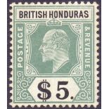 1907 $5 Grey Green and Black. Fine mounted mint example of this key stamp.