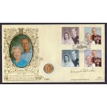 GOLD : 1909 Gold Sovereign First Day Cover for the Queens Golden Wedding,