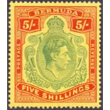 BERMUDA STAMPS : 1938 5/- Green and Red/Yellow.