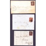 Great Britain Postal History : 1841 Penny Reds from Black Plates on cover , Plate 8, Plate 11 (2) .