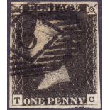 Great Britain Stamps : Plate 7 (TC) cancelled by scarce 184 numeral, closed pin hole,