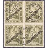 Malta Stamps : 1922 2/6 Olive-Grey fine used block of four. Dated CDS cancel 24th April 1922.
