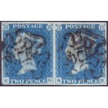 Great Britain Stamps : 1840 Two Penny Pale Blue plate 1 (RG-RH).