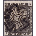 Great Britain Stamps : Plate 3 (FH) Penny Black cancelled by the scarce MANCHESTER FISHTAIL MX.