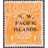 New Guinea Stamps : 1915 4d Chrome-Yellow, superb lightly mounted mint over-printed N.W.