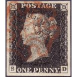 Great Britain Stamps : Plate 1b (SD) Penny Black, very fine example with large margins all round,