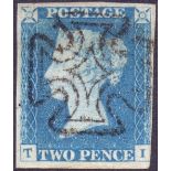 Great Britain Stamps : Plate 1 (TI) Two Penny Pale Blue,