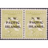 New Guinea Stamps : 1918 3d Greenish Olive die I and II in UNMOUNTED mint pair.