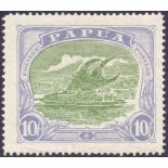 Papua Stamps : 1925 10/- Green and Pale Ultramarine.