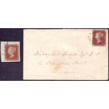 Great Britain Postal History : 1843 Penny Red cover cancelled by the scarce Dumfries MX,