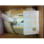 Postal History : WALES, small box of postal history, postcards and first day covers and postmarks.