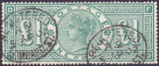Great Britain Stamps : 1891 £1 Green. Ve