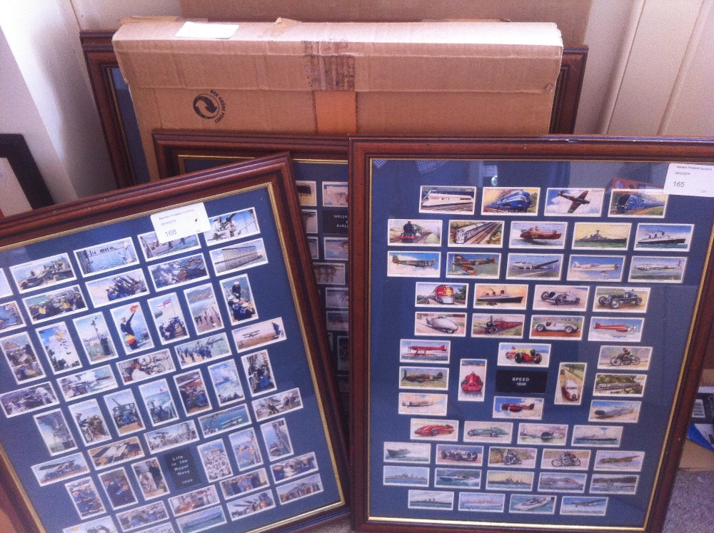 8 sets of cigarette cards framed and gla
