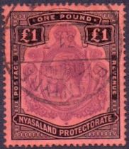 Nyasaland Stamps : 1913 £1 Purple Black