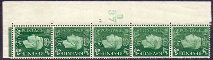 Great Britain Stamps : 1937 1/2d B37 cyl