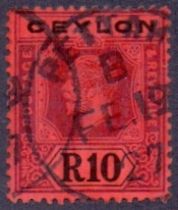 Ceylon Stamps : 1923 10r Purple and Blac