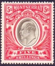 Stamps : 1907 5/- Black and Red. Lightly