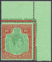 Leeward Stamps : 1938 10/- Bluish Green