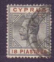 Cyprus Stamps : 1921 18pi Black and Brow