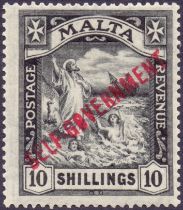Malta Stamps : 1922 10/- Blue Black. Unm