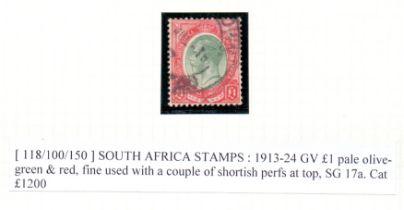 South Africa Stamps : 1913-24 GV £1 pale
