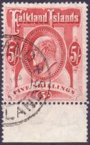 Falklands stamps : 1904 5/- Red, very fi