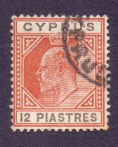 Cyprus Stamps : 1902 12pi Chestnut and B