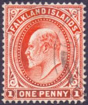 Falklands Stamps : 1904 1d Vermilion. Ve