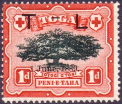 Tonga Stamps : 1899 1d Black and Scarlet