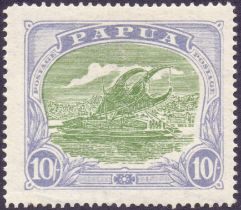 Papua Stamps : 1925 10/- Green and Pale