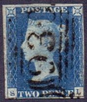 Great Britain Stamps : 1840 2d Blue plat