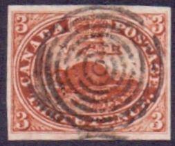 Canada Stamps: 1852 3d Brown Red. Superb