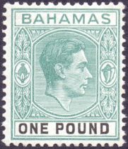 Bahamas Stamps: 1938 £1 Deep Grey Green