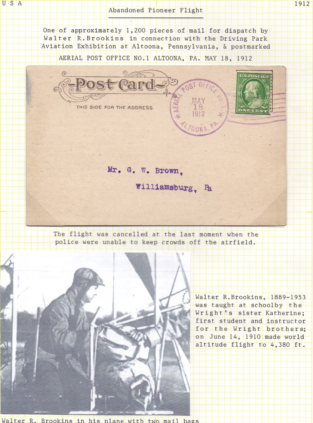 Postal History , Airmail: USA, 1912 18th