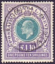 Stamps : NATAL 1902 10/- Green and Viole