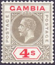 Gambia Stamps : 1921 Four Shilling Black