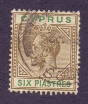 Cyprus Stamps : 1921 6pi Sepia and Green